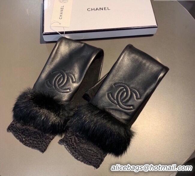 Market Sells Chanel Lambskin Long Gloves with Lace 1110 Black 2025