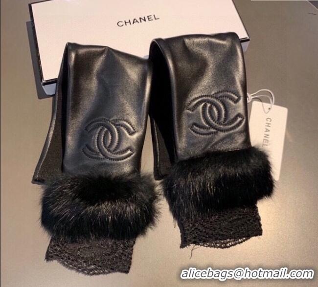 Market Sells Chanel Lambskin Long Gloves with Lace 1110 Black 2025