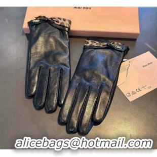 Best Product Miu Miu Lambskin and Cashmere Gloves with Print 1111 Black 2025