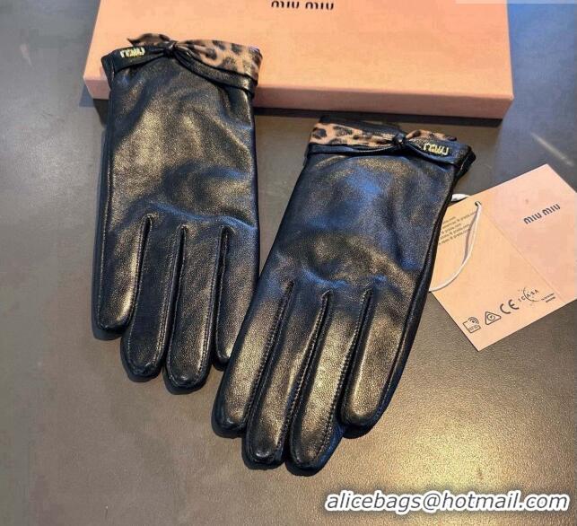 Best Product Miu Miu Lambskin and Cashmere Gloves with Print 1111 Black 2025