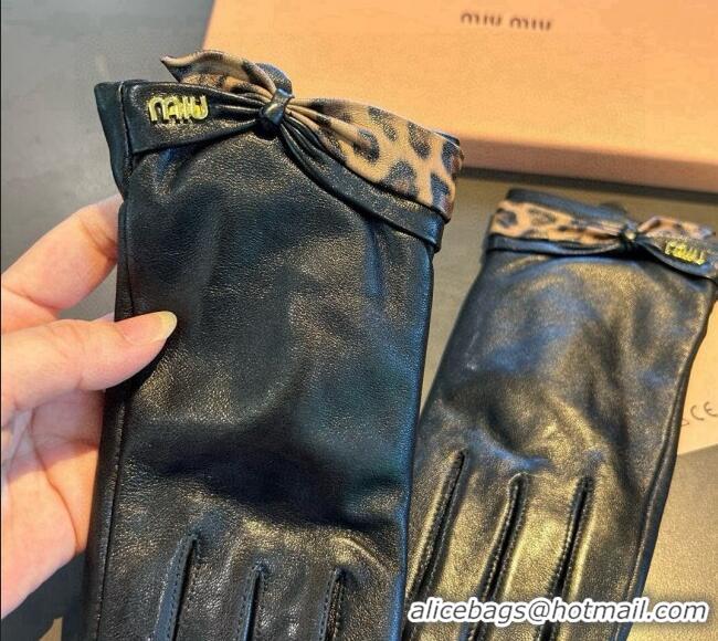 Best Product Miu Miu Lambskin and Cashmere Gloves with Print 1111 Black 2025
