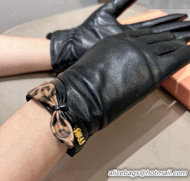 Best Product Miu Miu Lambskin and Cashmere Gloves with Print 1111 Black 2025