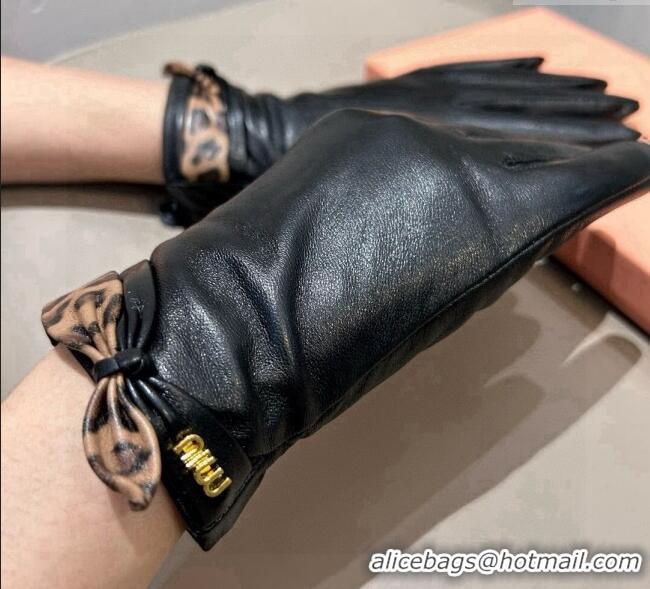 Best Product Miu Miu Lambskin and Cashmere Gloves with Print 1111 Black 2025