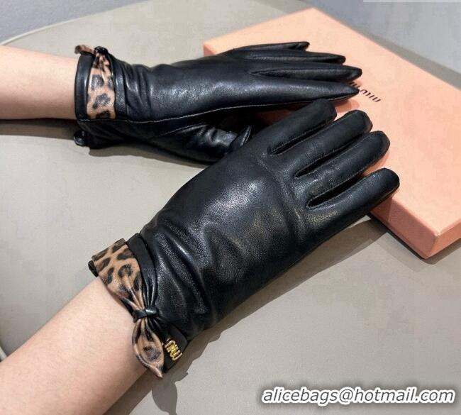 Best Product Miu Miu Lambskin and Cashmere Gloves with Print 1111 Black 2025