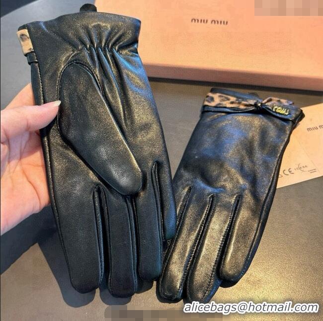 Best Product Miu Miu Lambskin and Cashmere Gloves with Print 1111 Black 2025