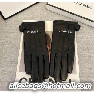 Classic Discount Chanel Lambskin Gloves with Logo Print 1111 Black 2025