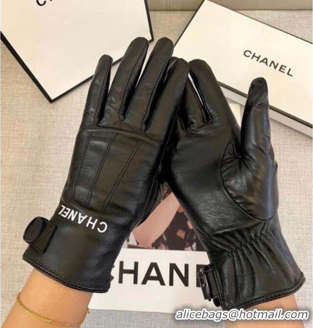 Classic Discount Chanel Lambskin Gloves with Logo Print 1111 Black 2025