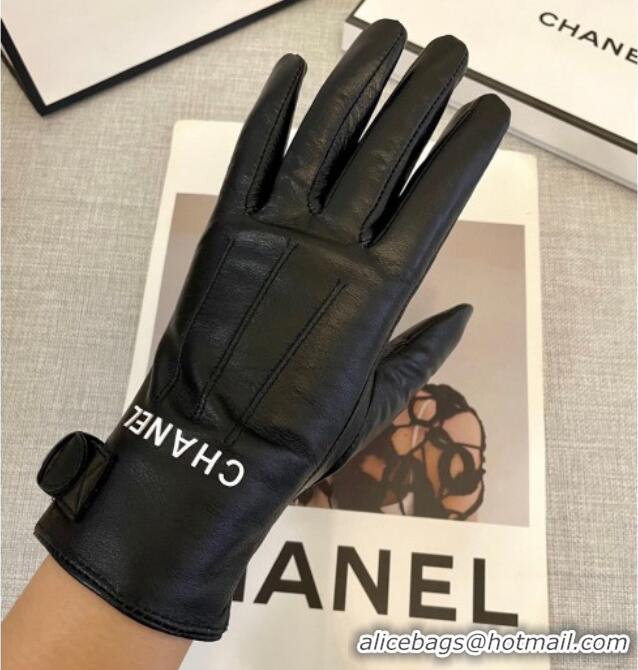 Classic Discount Chanel Lambskin Gloves with Logo Print 1111 Black 2025
