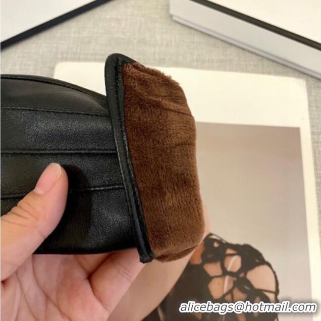 Classic Discount Chanel Lambskin Gloves with Logo Print 1111 Black 2025