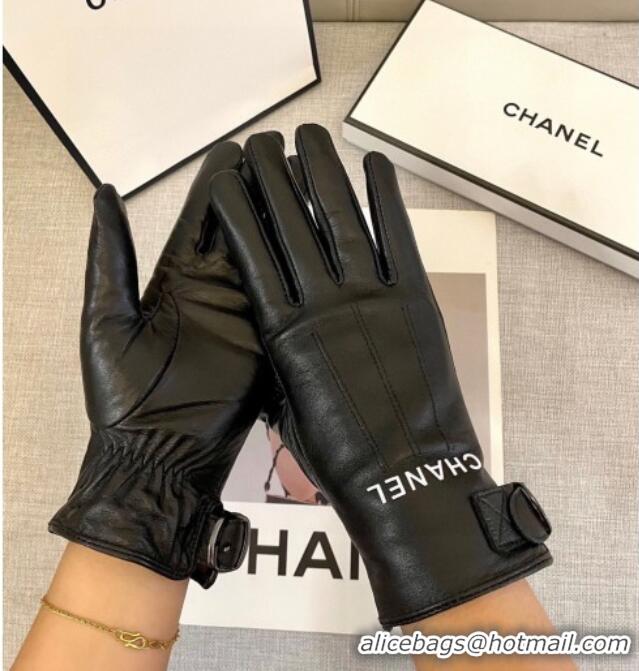 Classic Discount Chanel Lambskin Gloves with Logo Print 1111 Black 2025