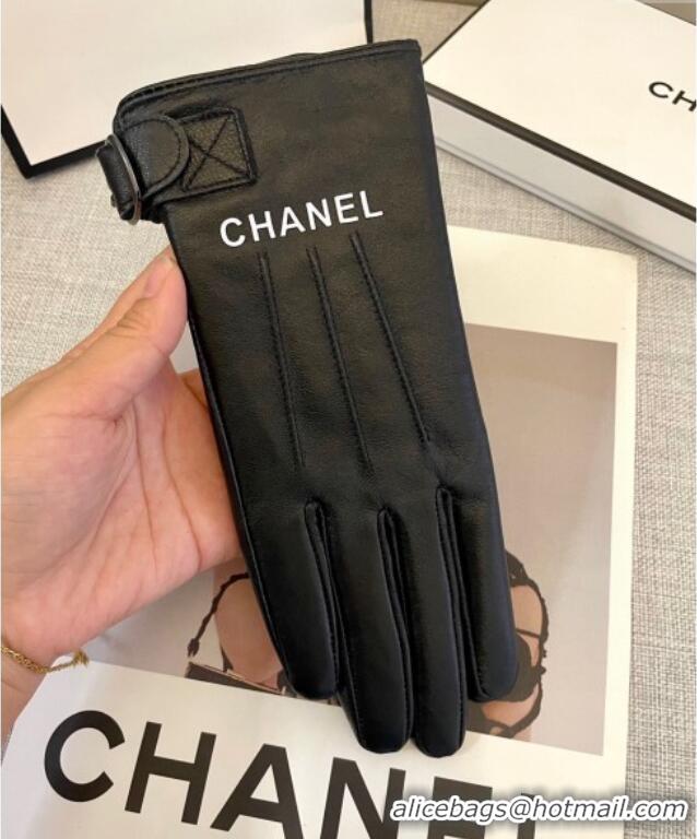 Classic Discount Chanel Lambskin Gloves with Logo Print 1111 Black 2025
