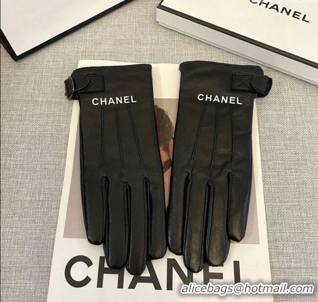 Classic Discount Chanel Lambskin Gloves with Logo Print 1111 Black 2025