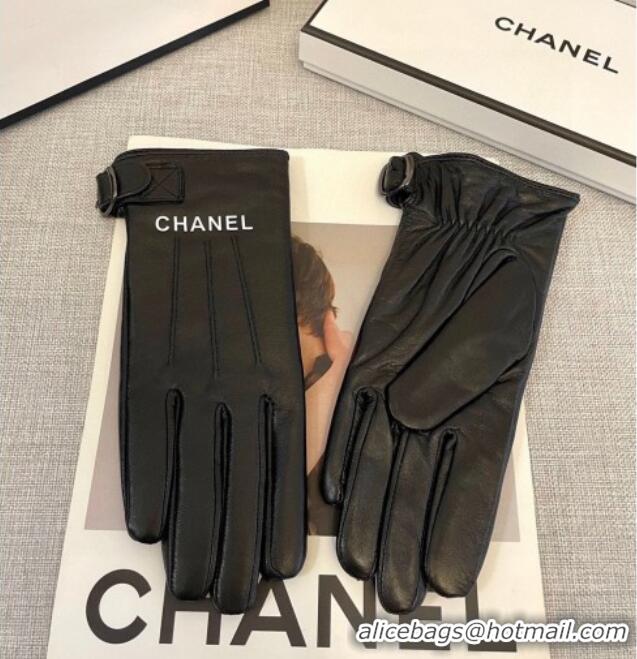 Classic Discount Chanel Lambskin Gloves with Logo Print 1111 Black 2025
