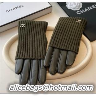 Best Price Chanel Knit, Lambskin and Cashmere Gloves 1111 Green 2025