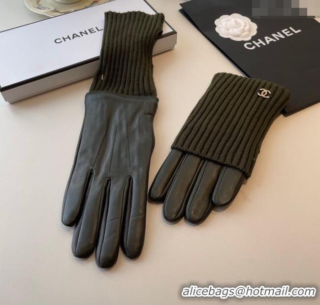 Best Price Chanel Knit, Lambskin and Cashmere Gloves 1111 Green 2025