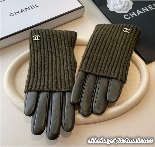 Best Price Chanel Knit, Lambskin and Cashmere Gloves 1111 Green 2025