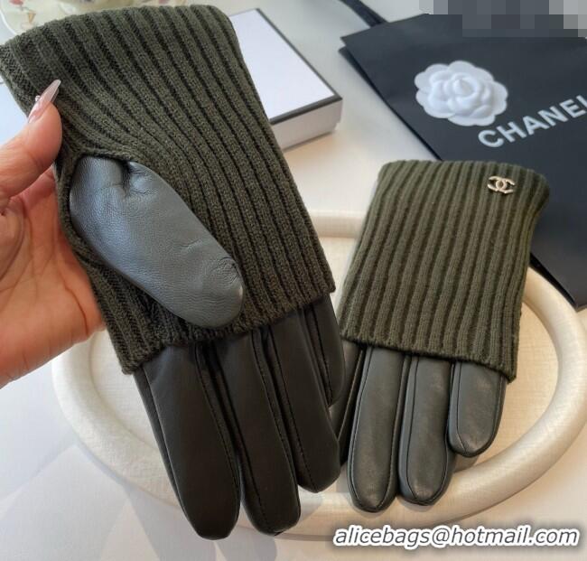 Best Price Chanel Knit, Lambskin and Cashmere Gloves 1111 Green 2025