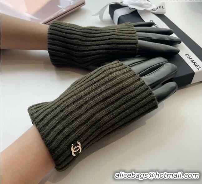 Best Price Chanel Knit, Lambskin and Cashmere Gloves 1111 Green 2025