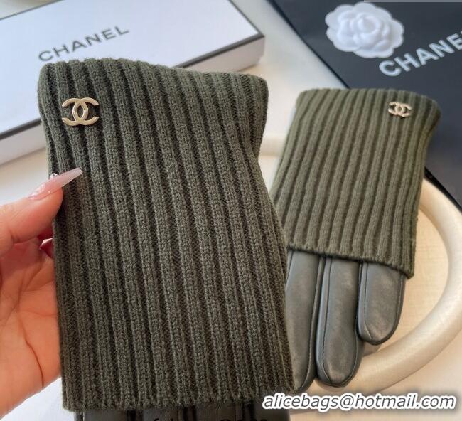 Best Price Chanel Knit, Lambskin and Cashmere Gloves 1111 Green 2025