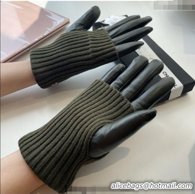 Best Price Chanel Knit, Lambskin and Cashmere Gloves 1111 Green 2025