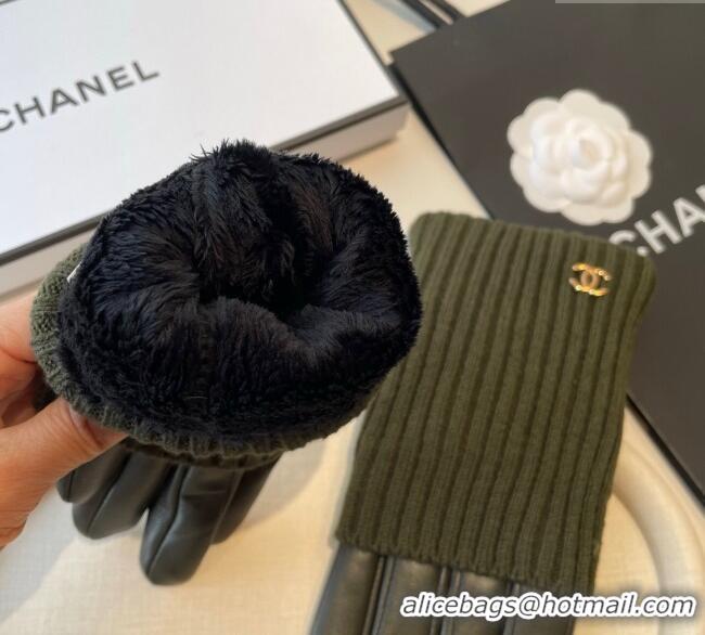 Best Price Chanel Knit, Lambskin and Cashmere Gloves 1111 Green 2025