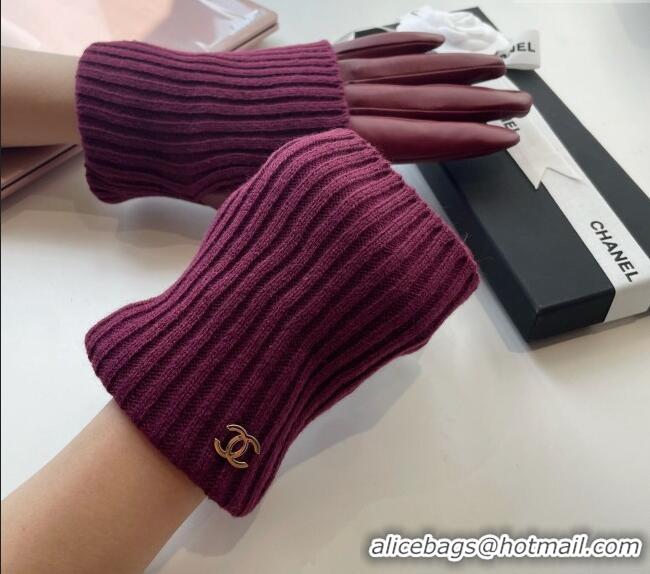 Grade Quality Chanel Knit, Lambskin and Cashmere Gloves 1111 Burgundy 2025
