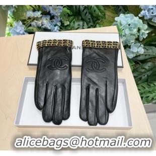 Shop Cheap Chanel Lambskin Gloves with Chain CH111305 Black 2025