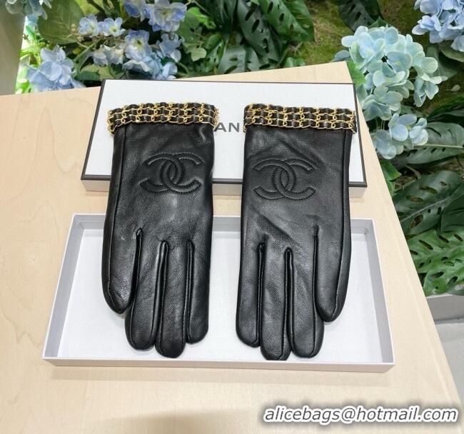 Shop Cheap Chanel Lambskin Gloves with Chain CH111305 Black 2025