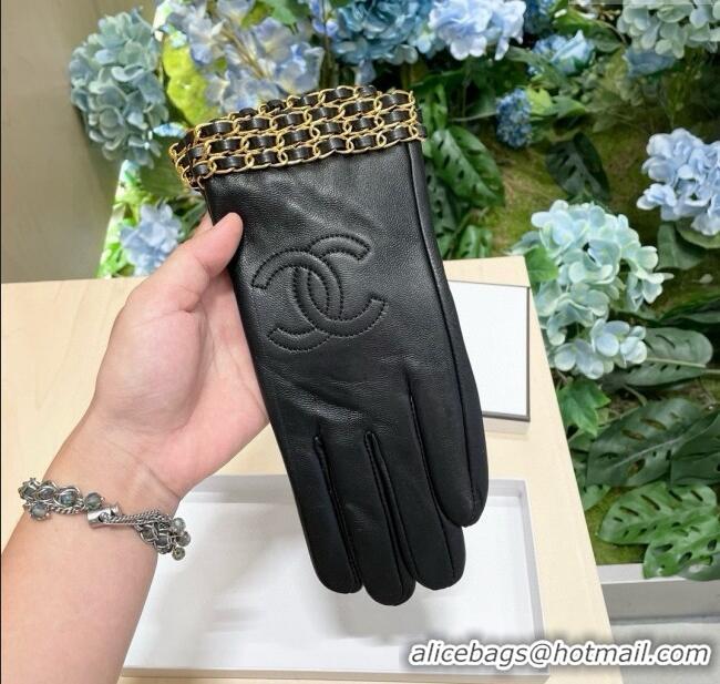 Shop Cheap Chanel Lambskin Gloves with Chain CH111305 Black 2025