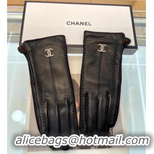 Luxury Cheap Chanel Lambskin Gloves CH111306 Black 2025