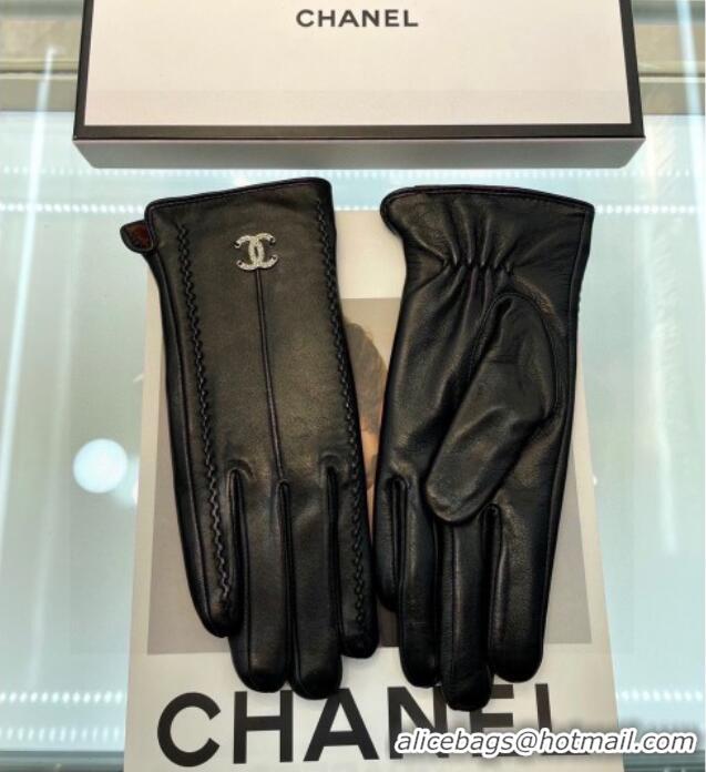 Luxury Cheap Chanel Lambskin Gloves CH111306 Black 2025
