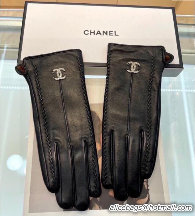 Luxury Cheap Chanel Lambskin Gloves CH111306 Black 2025