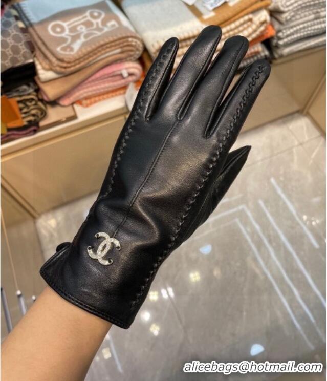 Luxury Cheap Chanel Lambskin Gloves CH111306 Black 2025