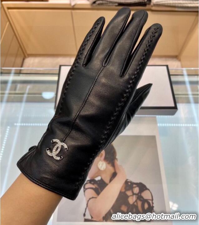 Luxury Cheap Chanel Lambskin Gloves CH111306 Black 2025