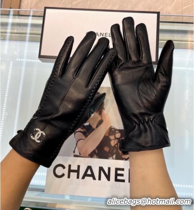 Luxury Cheap Chanel Lambskin Gloves CH111306 Black 2025
