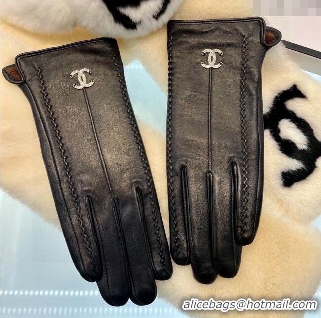 Luxury Cheap Chanel Lambskin Gloves CH111306 Black 2025