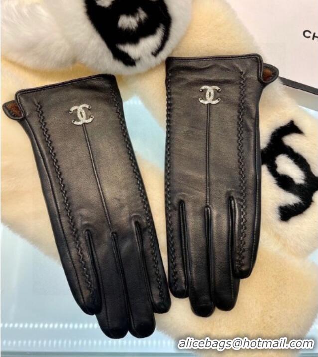 Luxury Cheap Chanel Lambskin Gloves CH111306 Black 2025