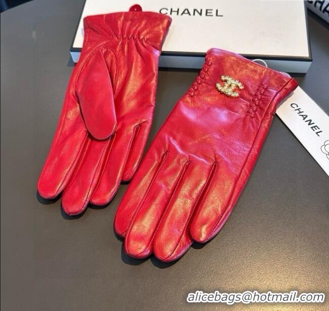 Fashion Discount Chanel Lambskin Gloves CH111736 Red 2025