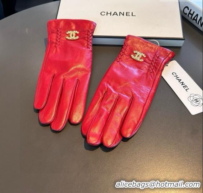 Fashion Discount Chanel Lambskin Gloves CH111736 Red 2025