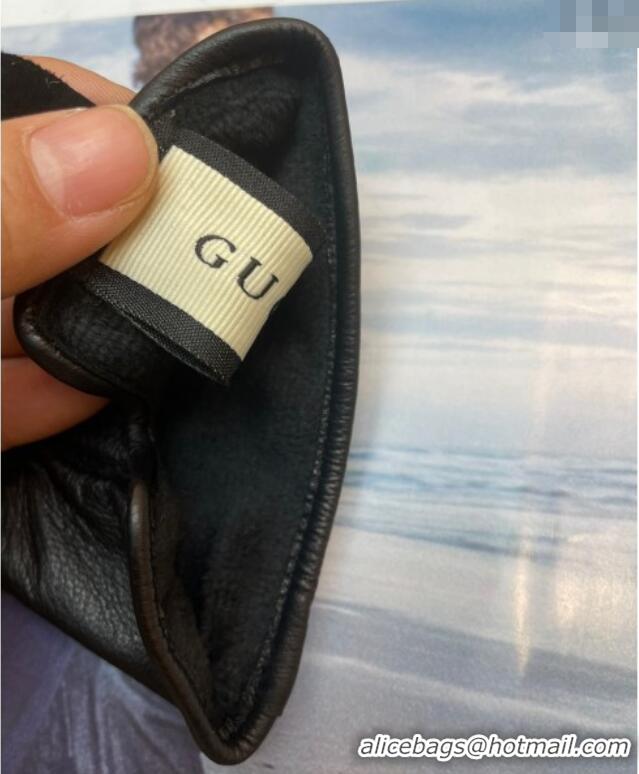 Inexpensive Gucci KingSnake Lambskin Gloves G0111 Black 2024