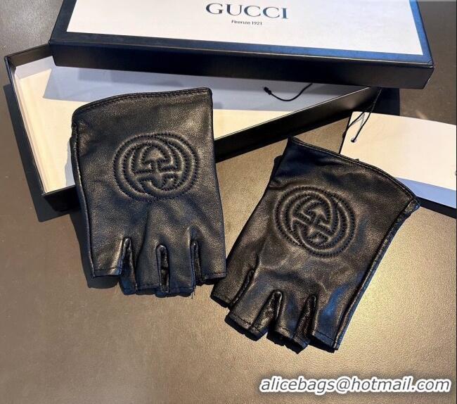 Big Discount Gucci Lambskin Short Gloves with GG 0111 Black 2024