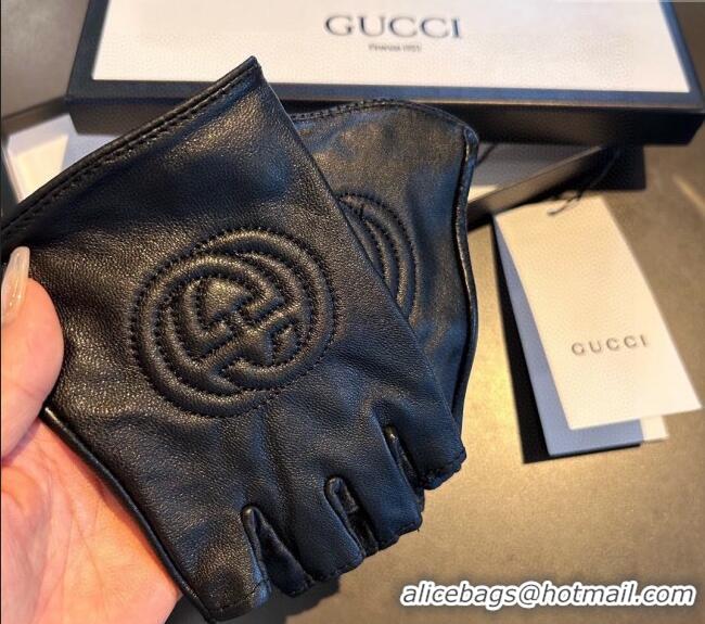 Big Discount Gucci Lambskin Short Gloves with GG 0111 Black 2024