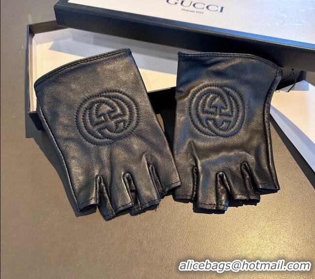 Big Discount Gucci Lambskin Short Gloves with GG 0111 Black 2024