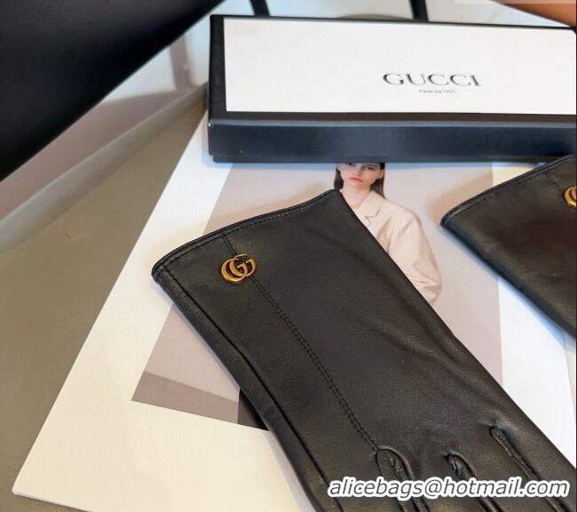 Discount Gucci Lambskin and Cashmere Gloves with GG 1023 Black 2024