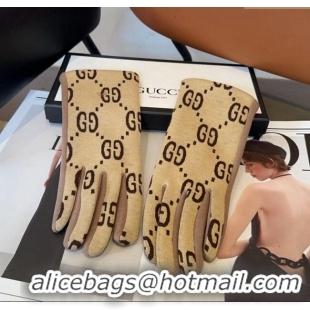 Luxury Cheap Gucci Maxi CC Gloves 1129 Beige 2024