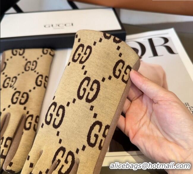 Luxury Cheap Gucci Maxi CC Gloves 1129 Beige 2024