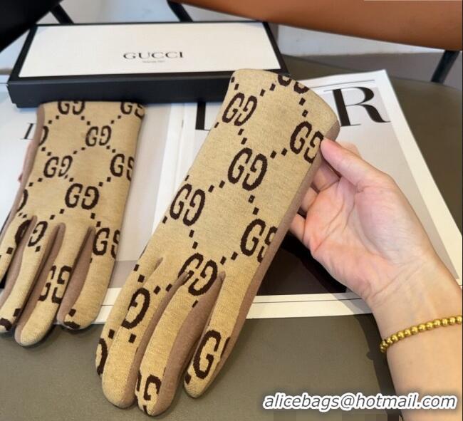 Luxury Cheap Gucci Maxi CC Gloves 1129 Beige 2024
