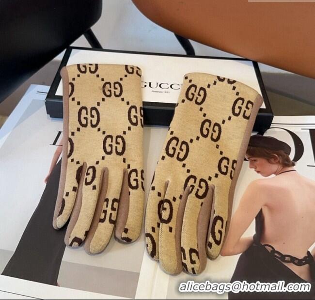Luxury Cheap Gucci Maxi CC Gloves 1129 Beige 2024