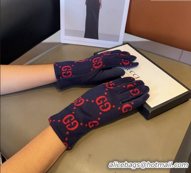 Best Price Gucci Maxi CC Gloves 1129 Navy Blue 2024