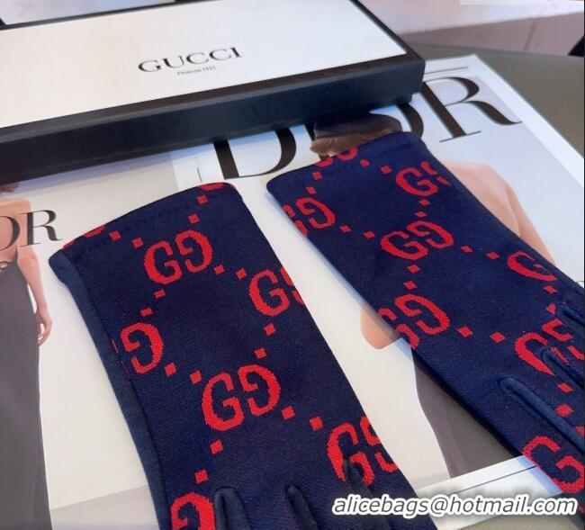 Best Price Gucci Maxi CC Gloves 1129 Navy Blue 2024
